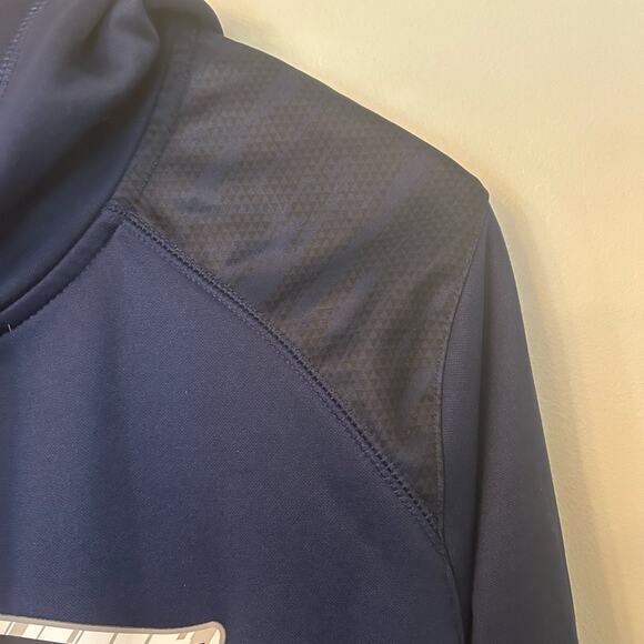 Patriots Logo Hooded Sweatshirt Majestic Therma Base Navy Blue Medium - Picture 6 of 9